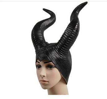 trendy Genuine latex maleficent horns adult women halloween party costume jolie cosplay headpiece hat -Free shipping