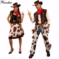 Halloween Party Cowboy Costume For Adult Men and Women Cowgirl Cosplay Western Dress Suit Carnival Adult Costumes
