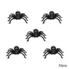 50pcs 2*1.4cm Plastic Black Spider Halloween Decoration Festival Supplies Funny Prank Toys Decoration Realistic Prop
