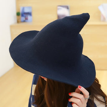 Along the sheep wool cap knitting fisherman hat qiu dong Female fashion witch pointed basin bucket hat accessories