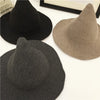 Along the sheep wool cap knitting fisherman hat qiu dong Female fashion witch pointed basin bucket hat accessories