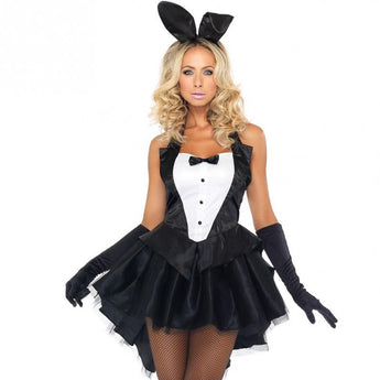 Sexy Bunny Costume Adult Tuxedo Rabbit Halloween Dress TUX AND TAILS BUNNY COSTUME