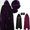 Women/Mens Cloak Velvet Hooded Cape Cosplay Costume Xmas Fancy Dress Hooides Cape Pocho