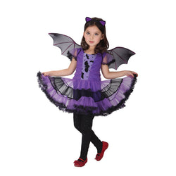 Halloween Purim Black Purple Vampire Costume Bat Girl Costumes Dress Fantasia Infantil Cosplay Clothing for Girls Kids Children