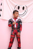 superhero cosplay Muscle deadpool halloween costumes for kids girls boys children with mask onesie red Carnival avengers Fancy